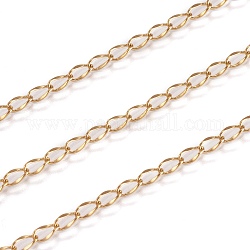 3.28 Feet Ion Plating(IP) 304 Stainless Steel Twisted Chains, Curb Chains, Soldered, Golden, 2mm, 4x2x0.5mm
