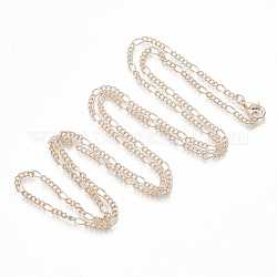 Fabricación de collar de cadena de figaro de hierro recubierto de latón, con cierre de langosta, oro rosa, 32 pulgada (81.5 cm)