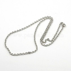 304 Stainless Steel Necklaces, Cable Chain Necklace, with Lobster Claw Clasps, Stainless Steel Color, 17.7 inch(45cm)