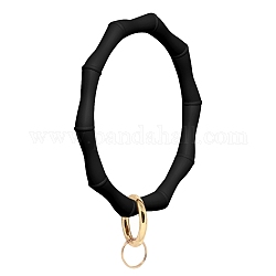 Силиконовый браслет-брелок, с пружинным кольцом из сплава, золотые, чёрные, 9.5 см