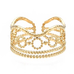 304 anillo de acero inoxidable con anillo de puño abierto, anillo hueco grueso para mujer, dorado, nosotros tamaño 6 3/4 (17.1 mm)