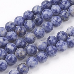 Fili di perle di diaspro macchia blu naturale, tondo, 8mm, Foro: 1 mm, circa 45~47pcs/filo, 15.7 pollice