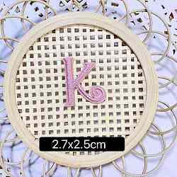 Computerized Embroidery Cloth Self Adhesive Patches, Stick on Patch, Costume Accessories, Letter, Pink, K:27x25mm