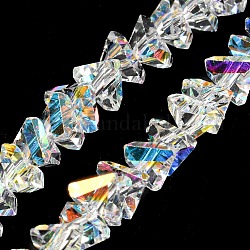 Galvanisieren transparente Glasperlen Stränge, ab Farbe plattiert, facettierte Dreieck, Transparent, 4.5x4.5x5.5 mm, Bohrung: 1.2 mm, ca. 88~89 Stk. / Strang, 10.83''~11.02'' (27.5~28 cm)