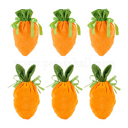 Benecreat 6 шт., 2 стиля, бархатная сумка на шнурке в форме моркови, упаковка конфет для пасхальной вечеринки, оранжевые, 195~265x140 мм, 3шт / стиль