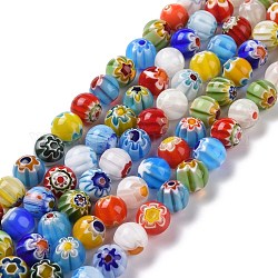 Handmade Millefiori Glass Beads Strands, Round, Colorful, Size: about 12mm in diameter, hole: 1mm, about 31pcs/strand, 16 inch