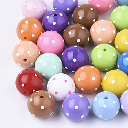 Acryl-Perlen, Runde mit Spot, Mischfarbe, 13.5x13 mm, Bohrung: 2 mm