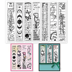 GLOBLELAND Vintage Bookmark Background Clear Stamps Butterfly Dragonfly Floral Words Lace Label Silicone Clear Stamp Seals for Cards Making DIY Scrapbooking Photo Journal Album Decoration