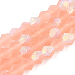Imitate Austrian Crystal Bicone Frosted Glass Beads Strands, Grade AA, Faceted, Light Salmon, 2x2.5mm, Hole: 0.7mm, about 162~185pcs/strand, 12.76~14.61(32.4cm~37.1)