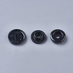 レジンスナップファスナー  レインコートのボタン  フラットラウンド  ブラック  キャップ：12x6.5mm  ピン：2mm  スタッド：10.5x3.5mm  穴：2mm  ソケット：10.5x3mm  穴：2mm