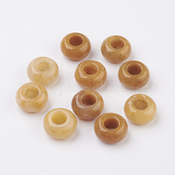 Natural Yellow Jade European Beads, Large Hole Beads, Rondelle, 14x7~8mm, Hole: 6mm