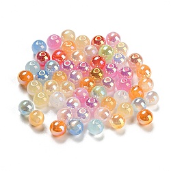 UV Plating Iridescent Opaque Acrylic Beads, Round, Mixed Color, 6mm, Hole: 1.5mm