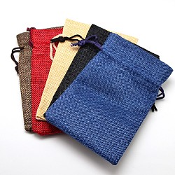 Burlap Packing Pouches Drawstring Bags, Mixed Color, 13.5x9.5x0.6cm