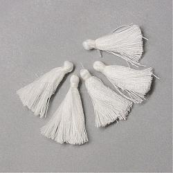 Decorazioni in nappa a mano in cotone polycotton (cotone poliestere), decorazioni ciondolo, bianco, 29~35mm