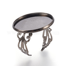 Brass Cuff Rings, Open Rings Components, Flat Round, Gunmetal, Tray: 20mm, 20mm