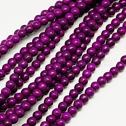 Abalorios de turquesas sintéticas hebras, teñido, redondo, púrpura, 10mm, agujero: 1 mm, aproximamente 800 unidades / 1000 g