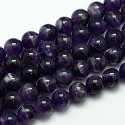 Natural Amethyst Round Bead Strands, Grade AB, 12mm, Hole: 1mm, about 33pcs/strand, 15.74 inch