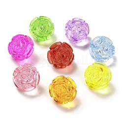Transparente Acryl Perlen, Blume, Mischfarbe, 18x18x16 mm, Bohrung: 2.2 mm, etwa: 261 Stk. / 500 g
