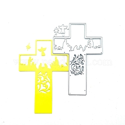 宗教十字架 & 天使炭素鋼切削ダイスステンシル  DIYスクラップブッキング用  フォトアルバム  装飾的なエンボス紙カード  ステンレス鋼色  130x90mm