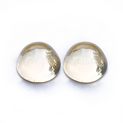 Cabochons de cristal transparente, espalda plana, medio redondo / cúpula, cristal de la cortina de oro, 10x5.8~6mm
