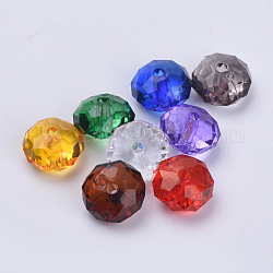 Perles en acrylique transparente, facette, rondelle, couleur mixte, 10x6mm, Trou: 1.6mm, environ 1290 pcs/500 g