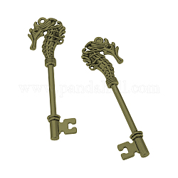 Pendente basi di strass in lega stile tibetano, skeleton key,  cadmio& piombo libero, bronzo antico, adatto per strass da 1 mm, 71x19.5x5mm, Foro: 2 mm, circa 110pcs/1000g