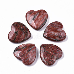 Natürlicher roter Sesam-Jaspis-Herz-Liebesstein, Taschenpalmenstein zum Reiki-Ausgleich, 24.5x25x6~7 mm
