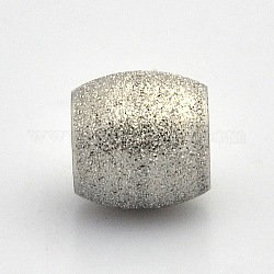 Gros trou 202 perles texturées en fût en acier inoxydable, couleur inoxydable, 10x10mm, Trou: 6mm