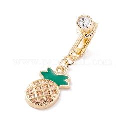 Pineapple Rhinestone Charm Belly Ring, Clip On Navel Ring, Non Piercing Jewelry for Women, Golden, Light Rose, 37mm
