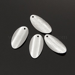 Laiton Blank tag plats pendentifs tranche ovales, couleur argentée, 18x9x2mm, Trou: 1mm
