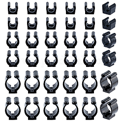 Superfindings 40 Uds. 3 clips de plástico para soporte de caña de pescar, negro, 17.5~37.5x19~28.5x17.8~26.5mm, agujero: 2.8~3 mm