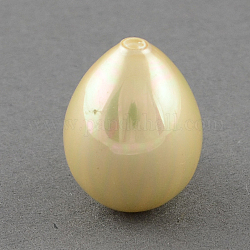Shell Beads, Imitation Pearl Bead, Grade A, Half Drilled Hole, teardrop, Champagne Yellow, 15~16x12mm, Hole: 1mm