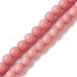 Chapelets de perles en turquoise synthétique, teinte, ronde, corail lumière, 8.5x8mm, Trou: 1mm, Environ 53 pcs/chapelet, 16.46'' (41.8 cm), environ13.5 brins / 500 g