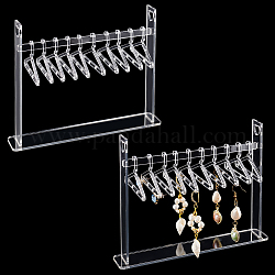 PandaHall Elite Transparent Acrylic Earring Display Hanging Stands, Coat Hanger Shaped Earring Organizer Holder with 10Pcs Hangers, Clear, Finished Product: 3x18x13.8cm, 2 sets/box