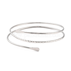 Wire Wrap Upper Arm Cuff Band, Alloy Open Armlets Bangle for Girl Women, Platinum, Inner Diameter: 3-3/8 inch(8.6cm)