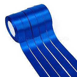 Односторонняя атласная лента, Полиэфирная лента, синие, 1 дюйм (25 мм) в ширину, 25yards / рулон (22.86 м / рулон), 5 рулоны / группа, 125yards / группа (114.3 м / группа)