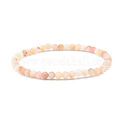 Pulsera elástica con cuentas redondas de ópalo rosa natural, joyas de piedras preciosas para mujeres, diámetro interior: 2-1/4 pulgada (5.6 cm), abalorios: 4 mm