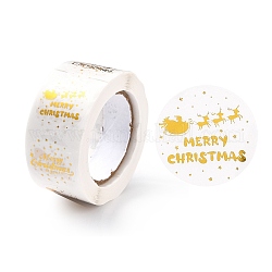 Flache runde rollenaufkleber mit weihnachtsmotiven, selbstklebende Geschenkanhänger aus Papier, für die Partei, dekorative Geschenke, Frohe Weihnachten, Weihnachten themed Muster, 25x0.1 mm, über 500pcs / roll
