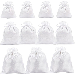 Benecreat 38pcs 3 styles sacs à cordon de rangement en satin, rectangle, blanc, 9~20x7~16 cm