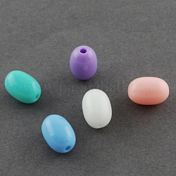 Perles acryliques opaques, ovale, couleur mixte, 10x7x7mm, Trou: 1.5mm, environ 3100 pcs/1000 g