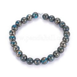 Natürliche Pyrit Perlen Stränge, gefärbt, Runde, Verdeck blau, 8 mm, Bohrung: 1 mm, ca. 25 Stk. / Strang, 8 Zoll