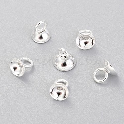 201 perline pendenti in acciaio inossidabile, per ciondoli con coperchio a bolle di vetro globo, argento, 5.5x5mm, Foro: 2~2.5 mm