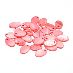 Gefärbt Süßwasser Shell flachen ovalen Charme, rosa, 15x10x2 mm, Bohrung: 1.5 mm