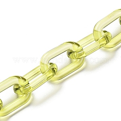 Chaînes de câble acryliques transparentes faites à la main, pour la fabrication de bijoux, non soudée, ovale, champagne jaune, lien: 27x16.5x4 mm, 39.37 pouce (1 m)/fil