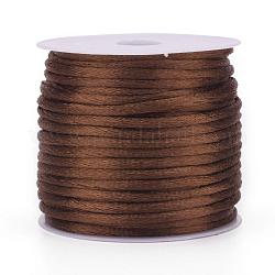 Nylon Cord, Satin Rattail Cord, for Beading Jewelry Making, Chinese Knotting, Camel, 2mm, about 10.93 yards(10m)/roll
