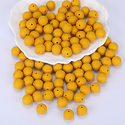 Perline focali rotonde in silicone, masticare perline per i denti, fare collane fai-da-te fai-da-te, giallo, 15mm, Foro: 2 mm