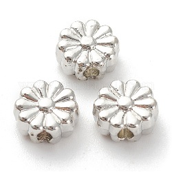 Crémaillère perles en alliage placage, sans plomb et sans cadmium, Plaqué longue durée, fleur, platine, 6.5x3.5mm, Trou: 1.6mm