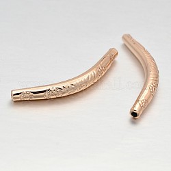 Abalorios de la aleación de tubo curvado, cuentas de fideos de tubo curvo, Plateado de larga duración, oro rosa, 36.5x4.5x4mm, agujero: 1 mm