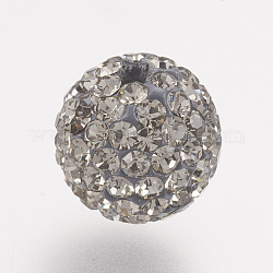 Perles strass tchèques, pp8 (1.4~1.5mm), Perles de boule pavé disco , fimo , ronde, 215 _ diamant noir , 6mm, Trou: 1.5mm, 45~50pcs strass / balle
