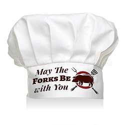 Custom Cotton Chef Hat, White Hat with Colorful Word May The FORKS BE with You, Pig Pattern, 300x230mm